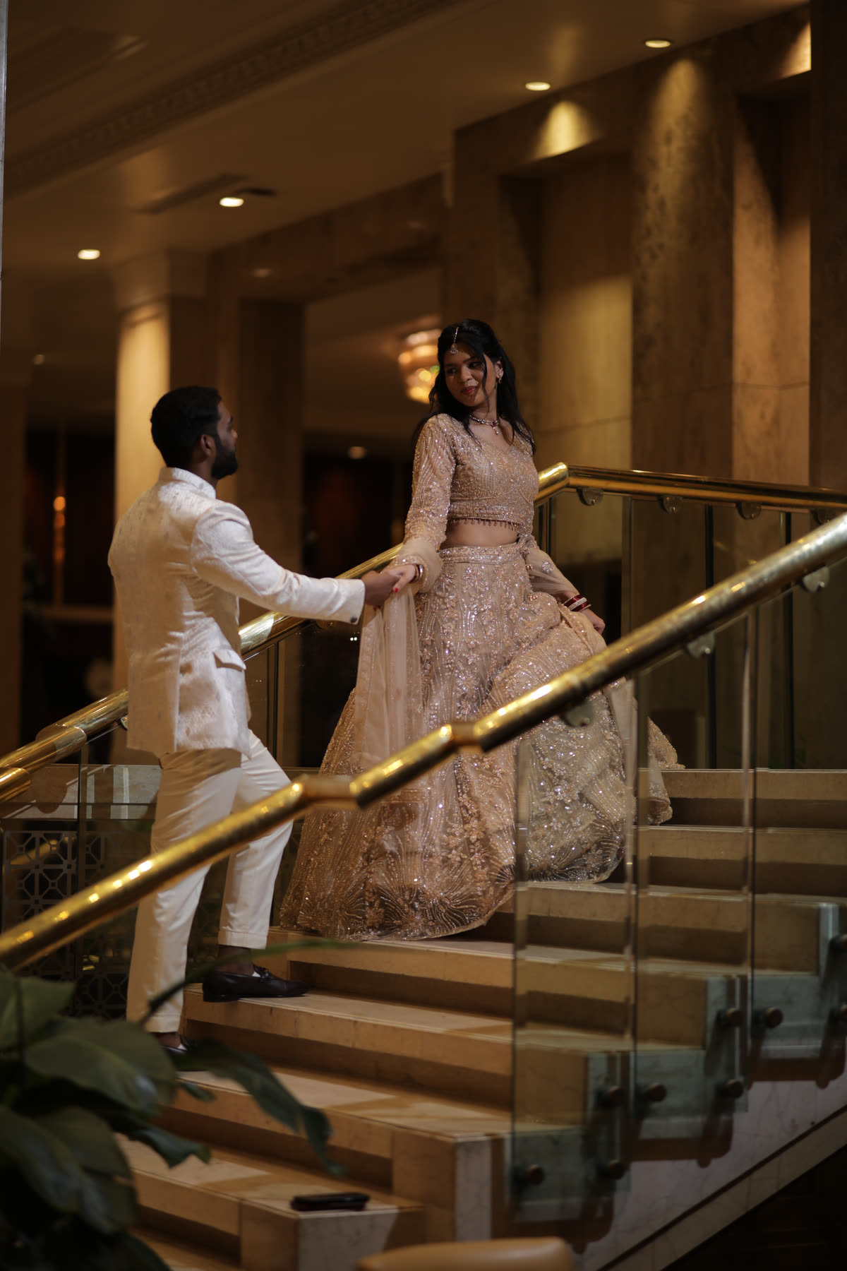 The train spread across the reception stairs